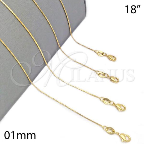Oro Laminado Basic Necklace, Gold Filled Style Snake  Design, Polished, Golden Finish, 04.32.0012.18