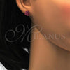 Stainless Steel Stud Earring, Flower Design, with Pink Crystal, Polished, Golden Finish, 02.271.0020.8