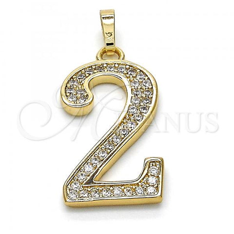 Oro Laminado Fancy Pendant, Gold Filled Style with White Cubic Zirconia, Polished, Golden Finish, 05.185.0022