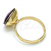 Oro Laminado Multi Stone Ring, Gold Filled Style with Amethyst Swarovski Crystals, Polished, Golden Finish, 01.239.0005.6 (One size fits all)
