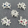 Sterling Silver Stud Earring, Flower Design, with White Cubic Zirconia, Polished, Silver Finish, 02.398.0015
