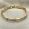 Oro Laminado Solid Bracelet, Gold Filled Style Polished, Tricolor, 03.102.0053.08
