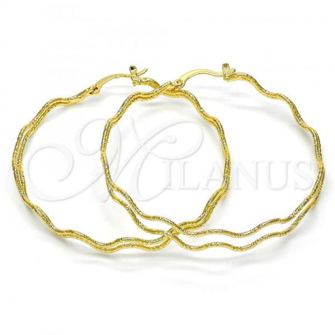 Oro Laminado Large Hoop, Gold Filled Style Diamond Cutting Finish, Golden Finish, 02.168.0049.55