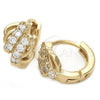 Oro Laminado Huggie Hoop, Gold Filled Style with White Cubic Zirconia, Polished, Golden Finish, 02.63.2567