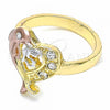 Oro Laminado Multi Stone Ring, Gold Filled Style Dolphin and Heart Design, Polished, Tricolor, 01.351.0001.09 (Size 9)