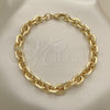 Oro Laminado Basic Anklet, Gold Filled Style Rolo Design, Polished, Golden Finish, 04.63.1415.10