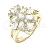 Oro Laminado Multi Stone Ring, Gold Filled Style with White Cubic Zirconia, Polished, Golden Finish, 01.210.0099.06 (Size 6)