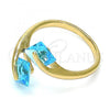 Oro Laminado Multi Stone Ring, Gold Filled Style with Blue Topaz Cubic Zirconia, Polished, Golden Finish, 01.284.0054
