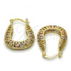 Oro Laminado Small Hoop, Gold Filled Style Greek Key Design, Polished, Tricolor, 02.102.0007.20