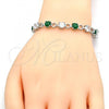 Rhodium Plated Tennis Bracelet, with Green and White Cubic Zirconia, Polished, Rhodium Finish, 03.210.0070.7.08