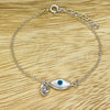 Sterling Silver Fancy Bracelet, Evil Eye Design, with Ivory Crystal, Polished, Silver Finish, 03.401.0005.07