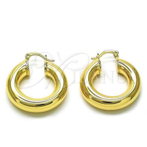 Oro Laminado Medium Hoop, Gold Filled Style Hollow Design, Polished, Golden Finish, 02.163.0315.30