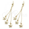 Oro Laminado Long Earring, Gold Filled Style Star Design, Golden Finish, 5.064.001