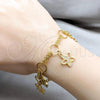 Stainless Steel Fancy Bracelet, Flower Design, with White Crystal, Polished, Golden Finish, 03.63.22114.08