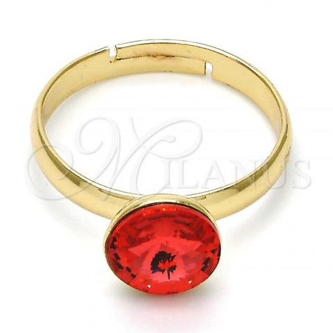 Oro Laminado Multi Stone Ring, Gold Filled Style with Padparadscha Swarovski Crystals, Polished, Golden Finish, 01.239.0009.6 (One size fits all)