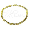 Oro Laminado Basic Bracelet, Gold Filled Style Concave Cuban Design, Polished, Golden Finish, 04.213.0356.09