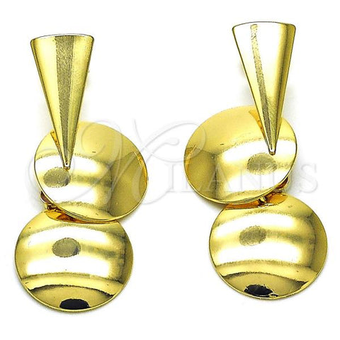 Oro Laminado Long Earring, Gold Filled Style Polished, Golden Finish, 02.385.0021