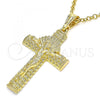 Oro Laminado Religious Pendant, Gold Filled Style Crucifix Design, Polished, Golden Finish, 05.351.0159