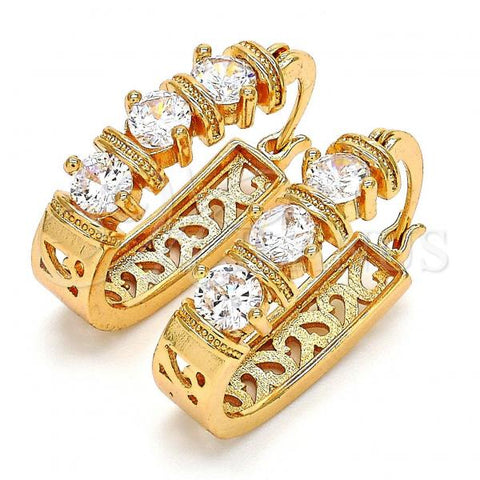 Oro Laminado Small Hoop, Gold Filled Style with White Cubic Zirconia, Polished, Golden Finish, 02.196.0039.15