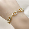 Oro Laminado Fancy Bracelet, Gold Filled Style Puff Mariner and Mariner Design, Polished, Golden Finish, 03.213.0384.07
