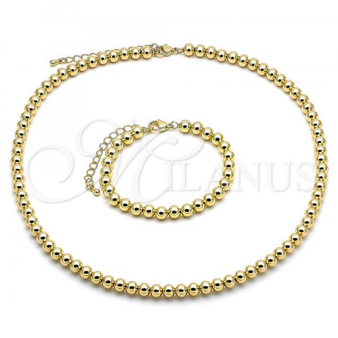 Oro Laminado Necklace and Bracelet, Gold Filled Style Chunky Design, Polished, Golden Finish, 06.341.0006