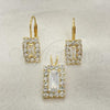 Oro Laminado Earring and Pendant Adult Set, Gold Filled Style with White and White Cubic Zirconia, Polished, Golden Finish, 5.057.014