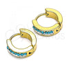 Stainless Steel Huggie Hoop, with Aqua Blue and White Crystal, Polished, Golden Finish, 02.230.0072.5.12