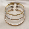 Oro Laminado Trio Bangle, Gold Filled Style Diamond Cutting Finish, Tricolor, 07.170.0062