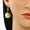 Oro Laminado Dangle Earring, Gold Filled Style Ball Design, Polished, Golden Finish, 02.63.2746