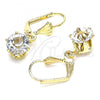 Oro Laminado Leverback Earring, Gold Filled Style with White Crystal, Polished, Golden Finish, 02.122.0112.5