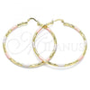 Oro Laminado Large Hoop, Gold Filled Style Diamond Cutting Finish, Tricolor, 02.213.0248.60