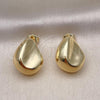 Oro Laminado Stud Earring, Gold Filled Style Chunky Design, Polished, Golden Finish, 02.163.0233