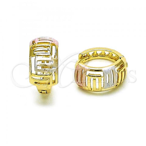 Oro Laminado Huggie Hoop, Gold Filled Style Polished, Tricolor, 02.213.0512.15
