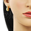 Oro Laminado Stud Earring, Gold Filled Style Teardrop Design, Diamond Cutting Finish, Golden Finish, 02.342.0325