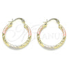 Oro Laminado Small Hoop, Gold Filled Style Diamond Cutting Finish, Tricolor, 02.213.0155.1.25