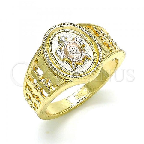Oro Laminado Elegant Ring, Gold Filled Style Turtle Design, Polished, Tricolor, 01.351.0011.1.08 (Size 8)