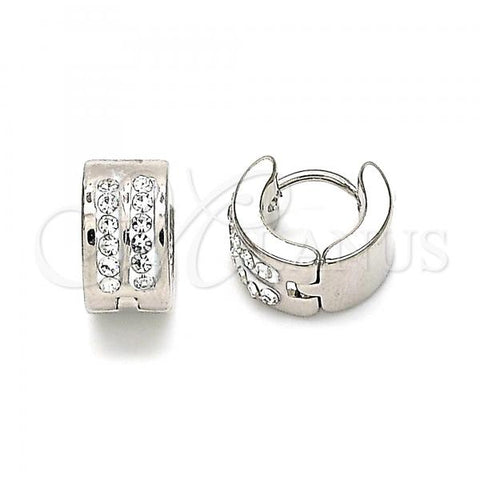 Stainless Steel Huggie Hoop, with White Crystal, Polished, Steel Finish, 02.230.0050.1.10