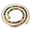 Oro Laminado Fancy Necklace, Gold Filled Style with Multicolor Cubic Zirconia, Polished, Golden Finish, 04.130.0001.5.12