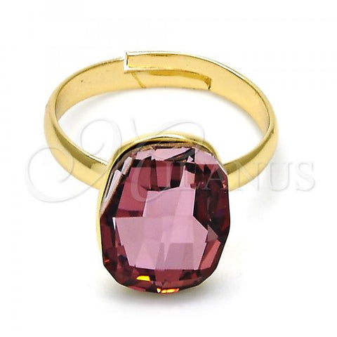 Oro Laminado Multi Stone Ring, Gold Filled Style with Antique Pink Swarovski Crystals, Polished, Golden Finish, 01.239.0011.6 (One size fits all)