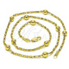 Oro Laminado Fancy Necklace, Gold Filled Style Ball Design, Polished, Golden Finish, 04.213.0297.18