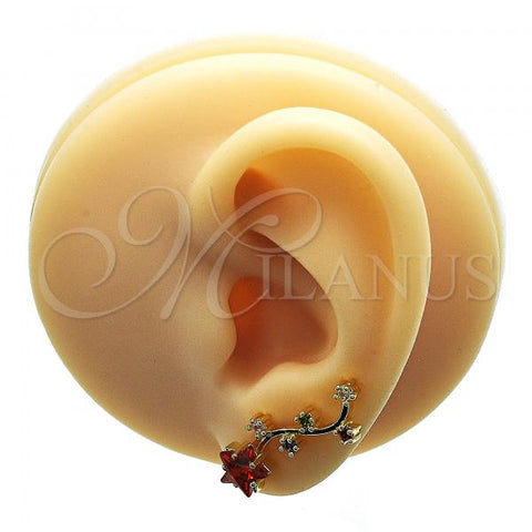 Oro Laminado Earcuff Earring, Gold Filled Style Star Design, with Multicolor Cubic Zirconia, Polished, Golden Finish, 02.210.0735.1