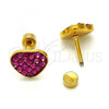 Stainless Steel Stud Earring, Heart Design, with Ruby Crystal, Polished, Golden Finish, 02.271.0022.5