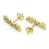Oro Laminado Stud Earring, Gold Filled Style with White Cubic Zirconia, Polished, Golden Finish, 02.341.0025