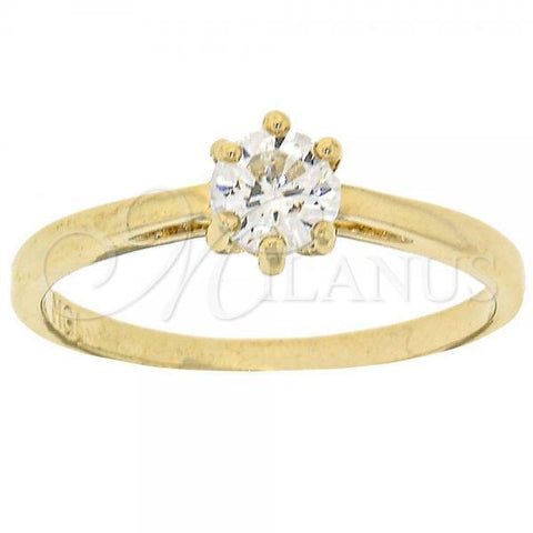 Oro Laminado Multi Stone Ring, Gold Filled Style Solitaire Design, with White Cubic Zirconia, Polished, Golden Finish, 5.166.026.06 (Size 6)