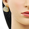 Oro Laminado Stud Earring, Gold Filled Style Chunky Design, Polished, Golden Finish, 02.213.0557