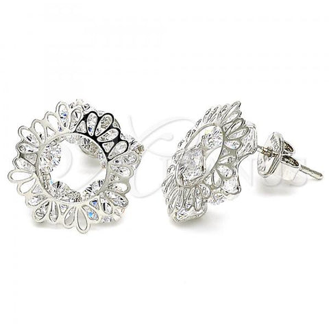 Rhodium Plated Stud Earring, with White Cubic Zirconia, Polished, Rhodium Finish, 02.106.0031.1