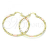 Oro Laminado Large Hoop, Gold Filled Style Diamond Cutting Finish, Tricolor, 02.213.0152.1.50