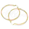 Oro Laminado Large Hoop, Gold Filled Style Diamond Cutting Finish, Tricolor, 02.213.0246.60