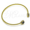 Oro Laminado Individual Bangle, Gold Filled Style Ball and Cluster Design, with Sapphire Blue Cubic Zirconia and White Micro Pave, Polished, Golden Finish, 07.228.0004.3