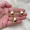 Oro Laminado Earring and Pendant Adult Set, Gold Filled Style Ball and Hollow Design, Polished, Golden Finish, 10.163.0012